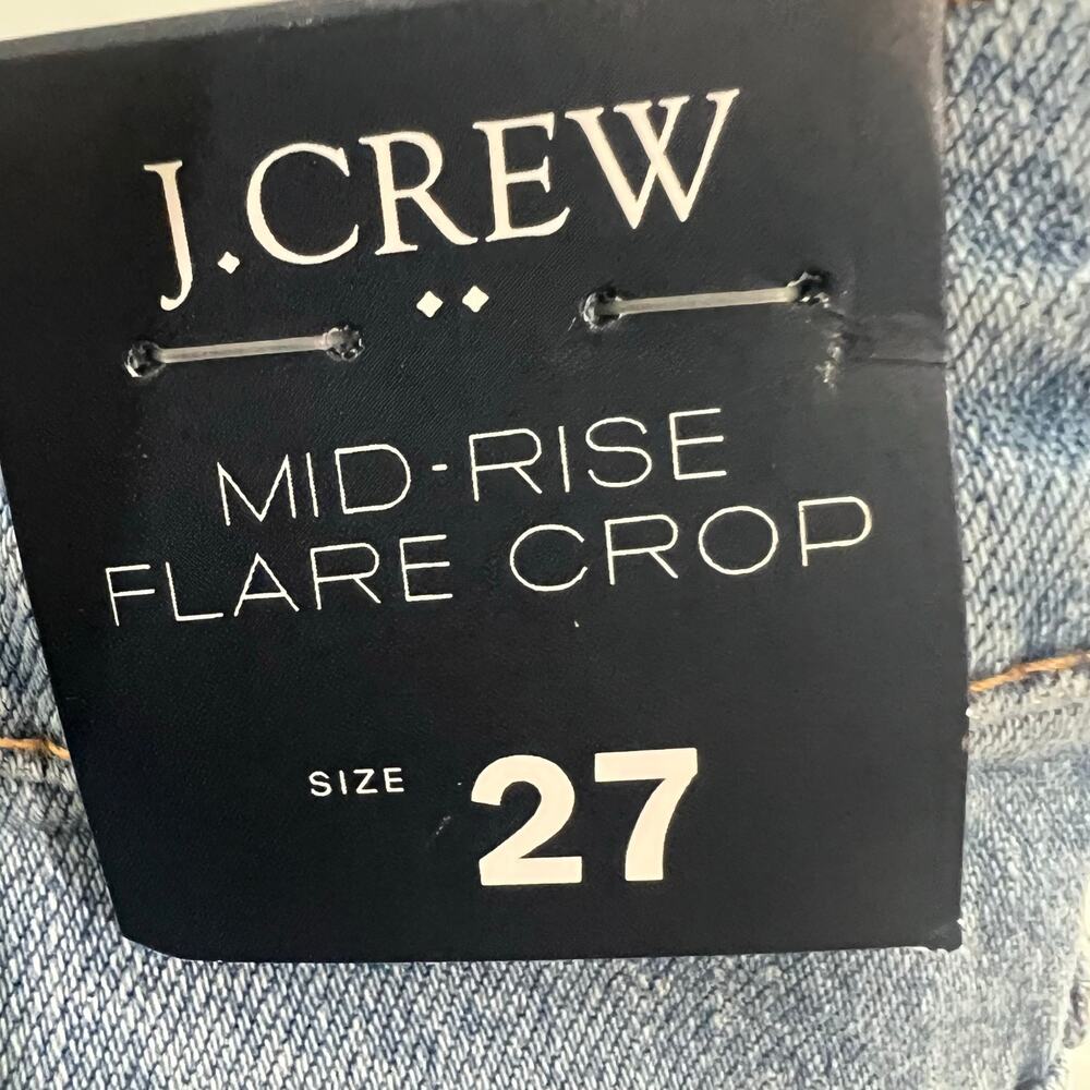 J. Crew Mid-Rise Flare Crop Jean in All-Day Stretch Orion Blue Wash Size 27 NWT - Picture 8 of 13